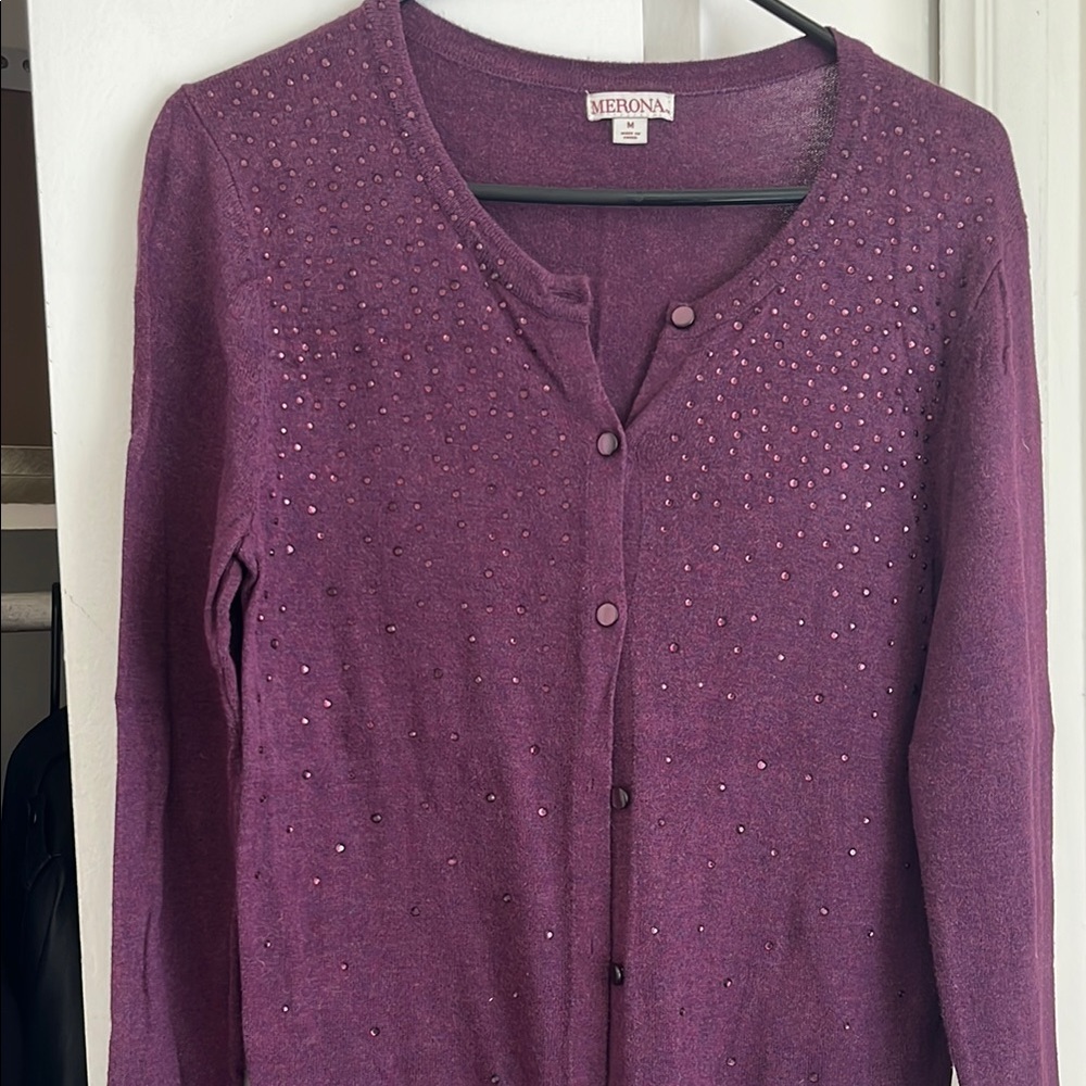 Merona Purple Cardigan Sweater with Sparkle Details